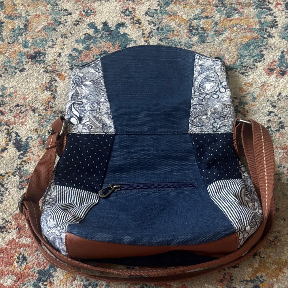 Sakroots Navy and Brown Floral Shoulder Bag - Picture 9 of 12